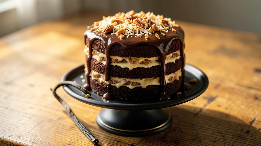 Alton Brown's German Chocolate Cake Recipe: Layers of Pecan-Praline Richness