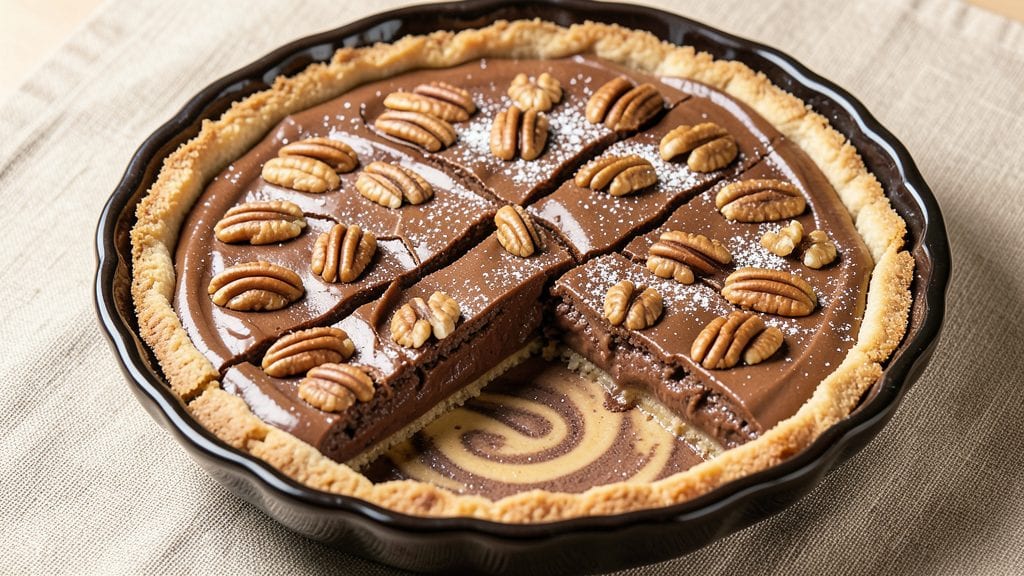 Baker's Original German Chocolate Pie Recipe: Rich Peanut Butter Swirls and Crispy Chocolate Lattice