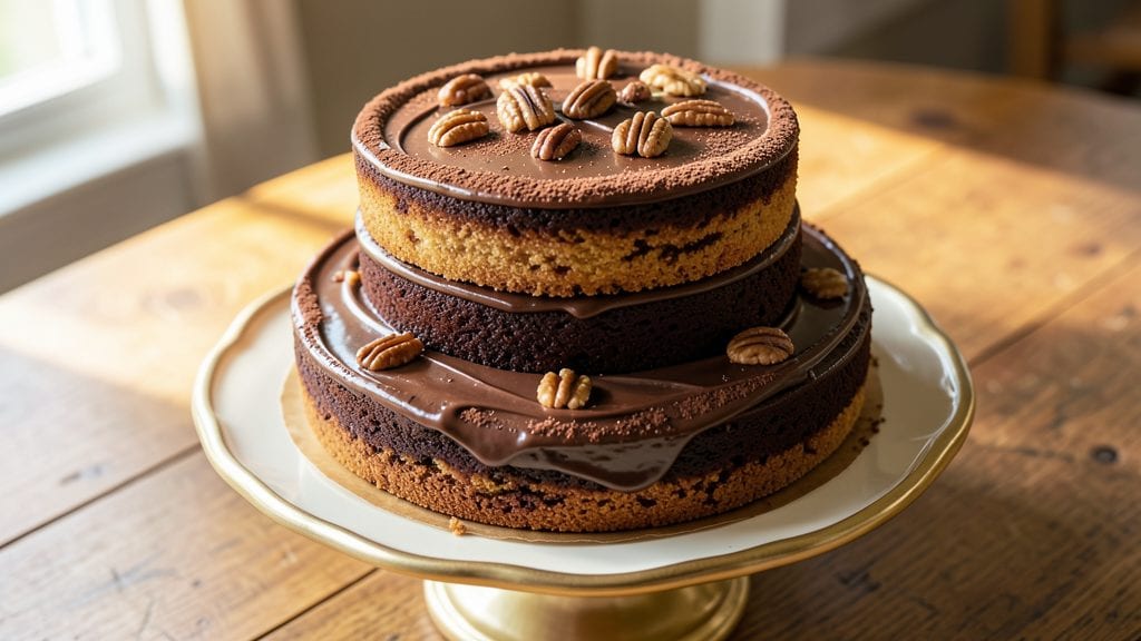 Old Fashioned Baker's German Chocolate Cake Recipe: Triple-Layered Richness With Pecan-Filled Centers